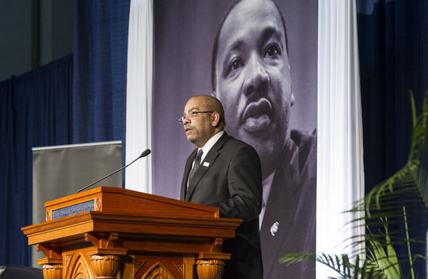 Dean Hugh Page offers opening remarks at the Martin Luther King Jr Celebration Luncheon