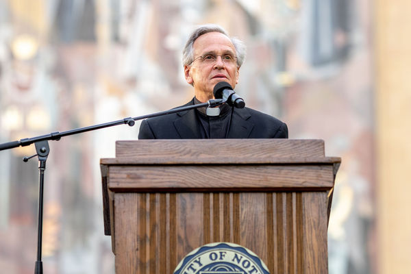 Fr. John Jenkins, C.S.C. at a podium giving a speech
