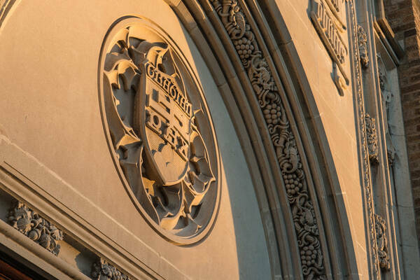 Seal over the north door to Biolchini Hall of Law