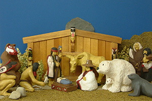 A Christmas nativity scene on display