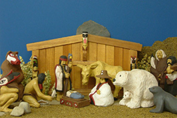 A Christmas nativity scene on display