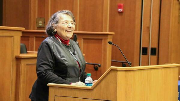 Diane Nash speaks at podium